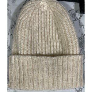 Mixit Womens Metallic Knit Beanie One Size Lightweight Polyester Cream